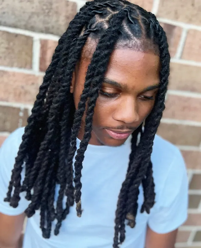 Long two-strand twists finished with clean, even parts.